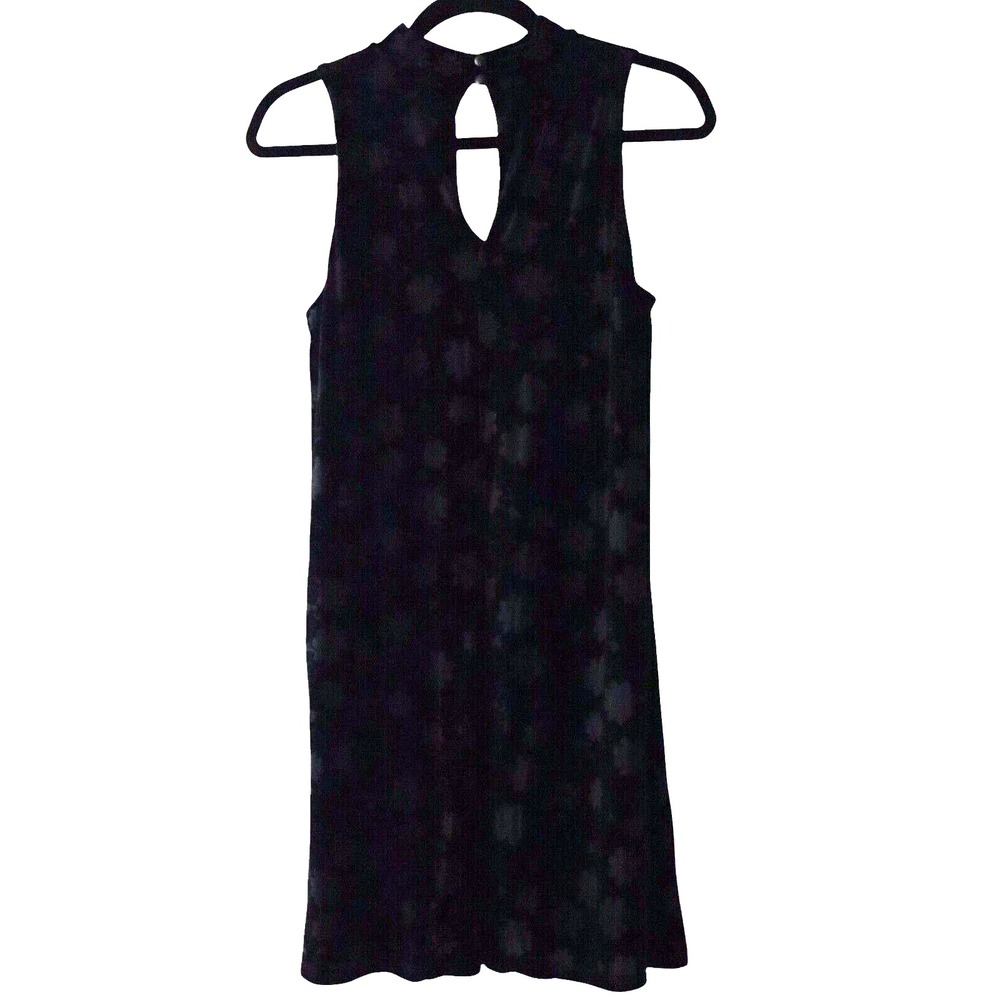 Le Lis Womens Black Mini Dress Burnt Velvet Keyhole Neck Sz S Floral Cottagecore